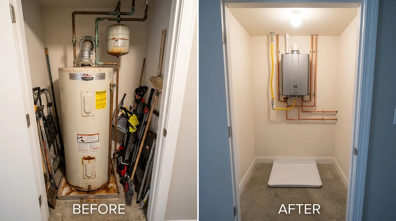 Tank water heater versus wall-mounted tankless unit comparison for Alamo, GA homeowners